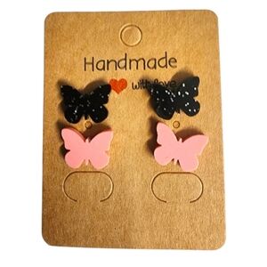 MidnightBlush Flutter Acrylic Stud Earrings - 2 Pair